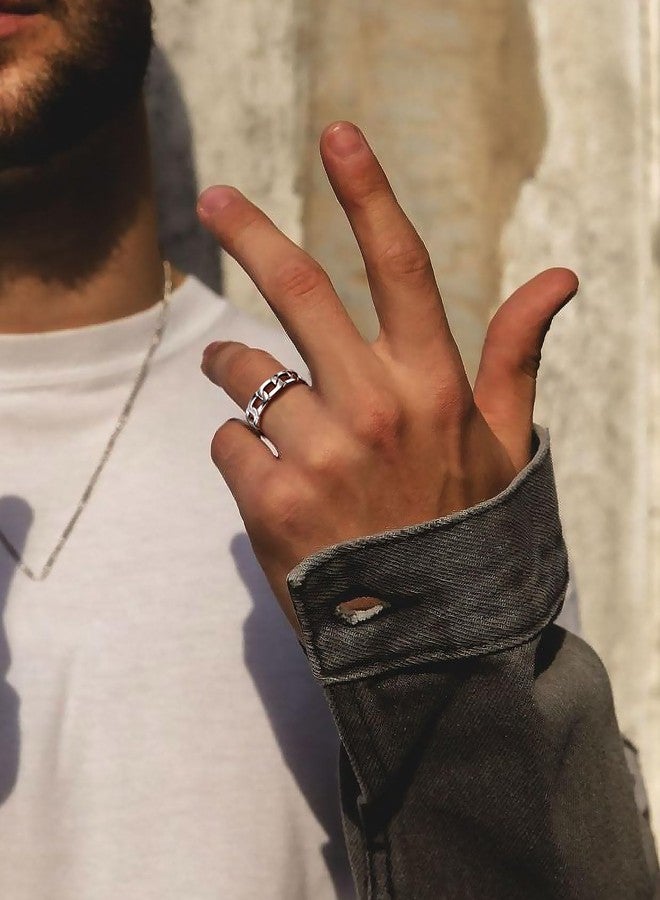 ChainsPro Silver Cuban Link Ring Women Size 6 Buckle Rings Sterling Silver Chain Rings - Image 3